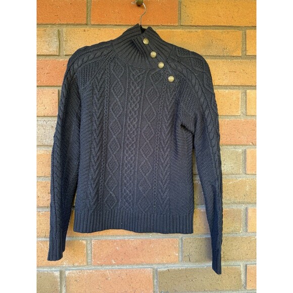 Vintage Rugby Ralph Lauren Cable Knit Sweater Shoulder Buttons | Size Medium - Picture 1 of 14